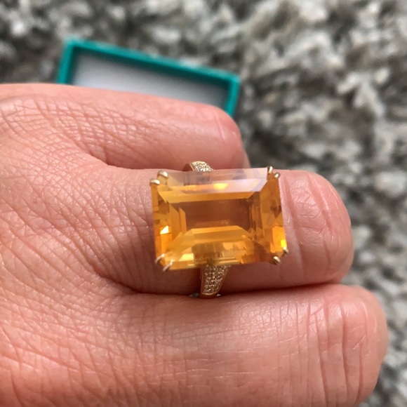 EFFY 14K yellow gold diamond, citrine ring. Size 7 - Picture 5 of 7